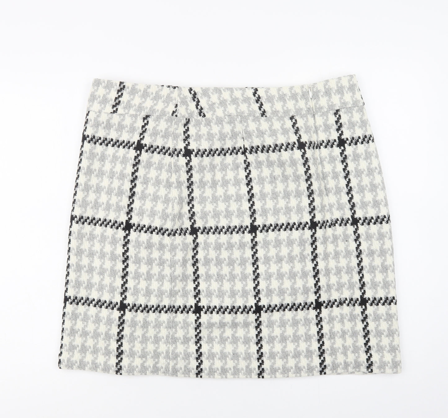 M&S Womens Grey Check Acrylic A-Line Skirt Size 18   Zip