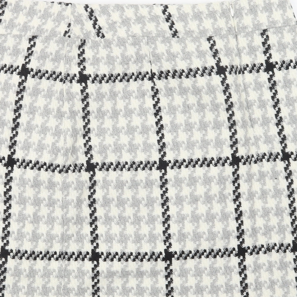 M&S Womens Grey Check Acrylic A-Line Skirt Size 18   Zip