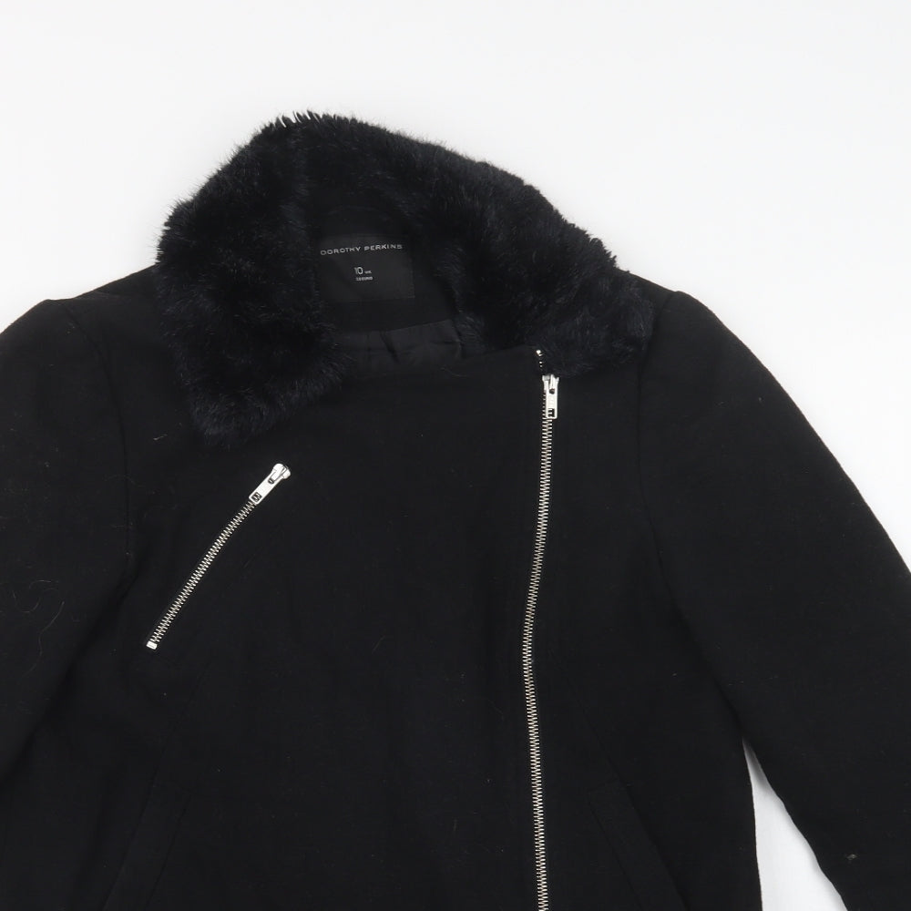 Dorothy Perkins Womens Black   Biker Coat Size 10  Zip