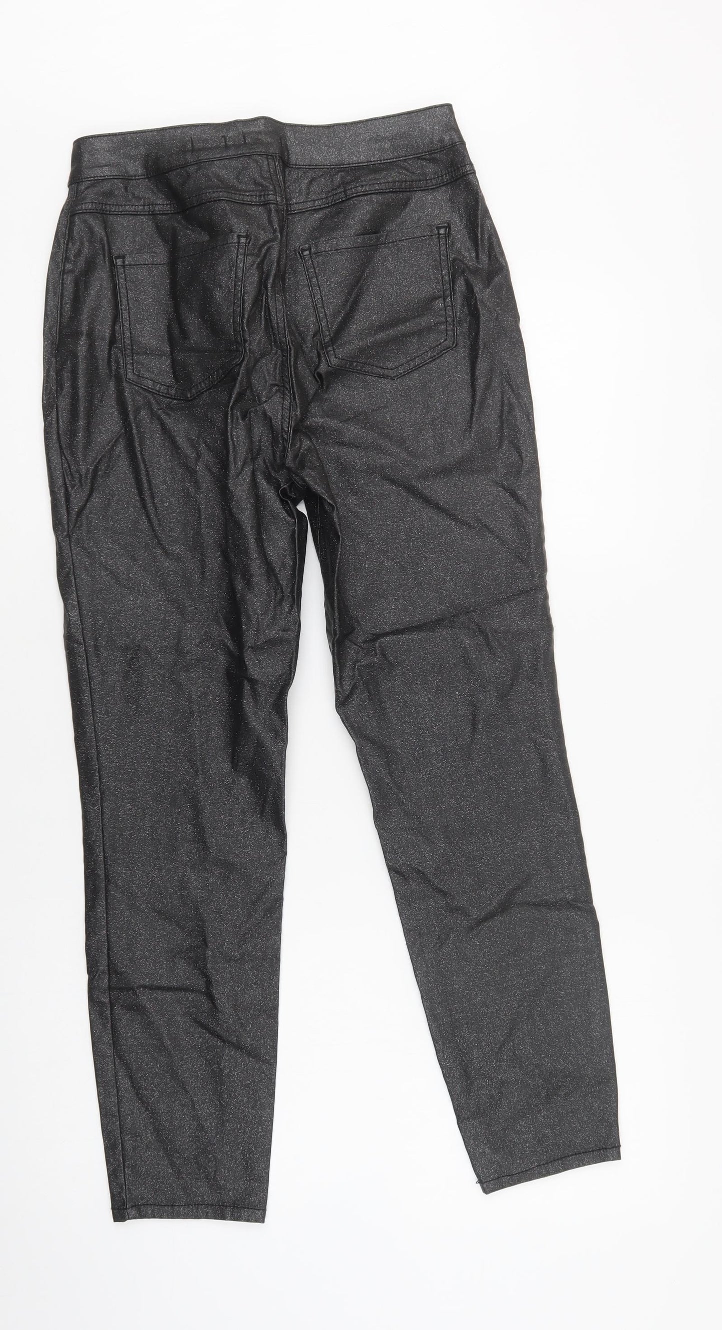 TU Womens Black  Viscose Jegging Trousers Size 12 L29 in Regular Button - Coated