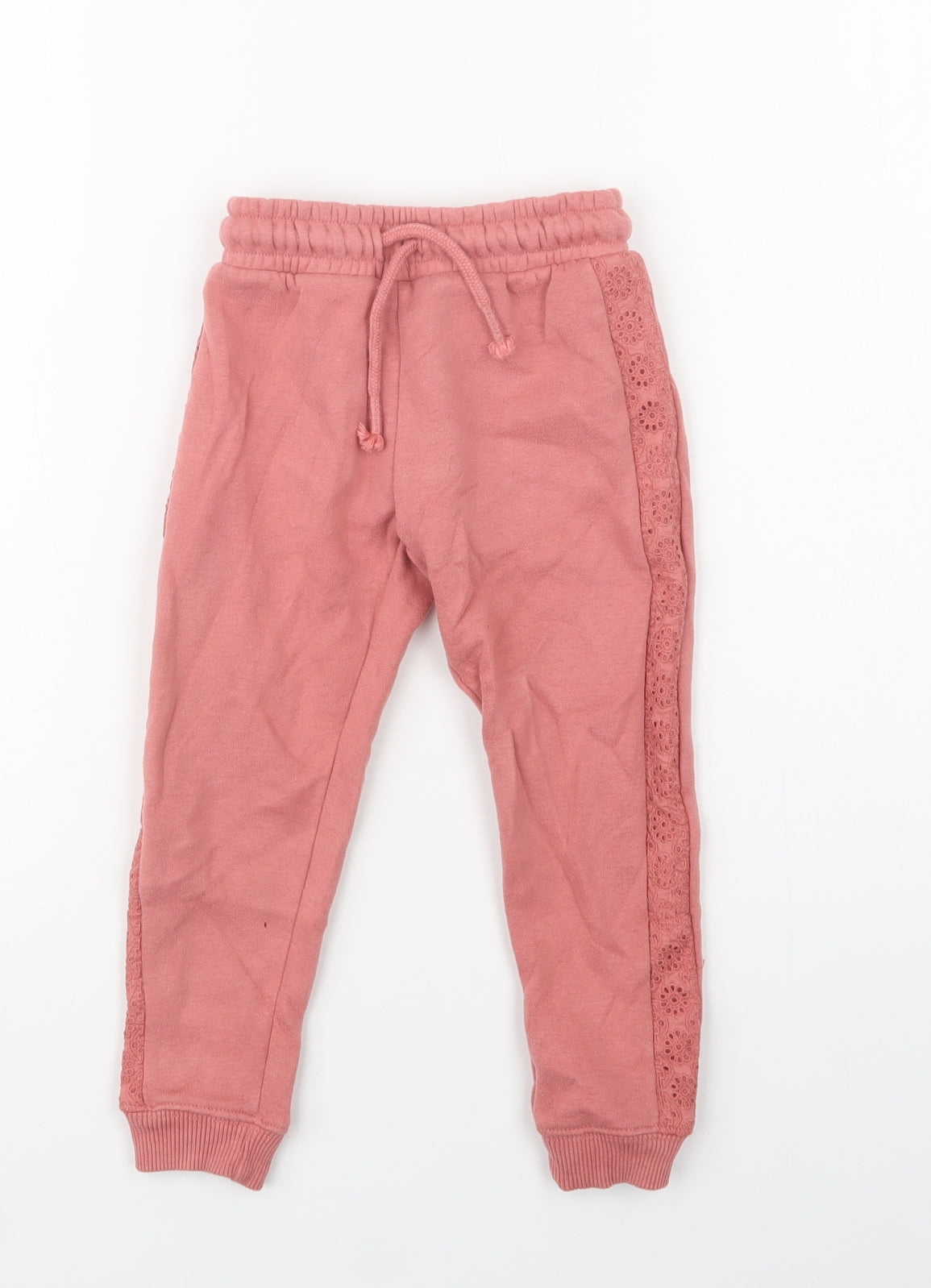 Nutmeg Girls Pink  Cotton Jogger Trousers Size 2-3 Years  Regular Drawstring