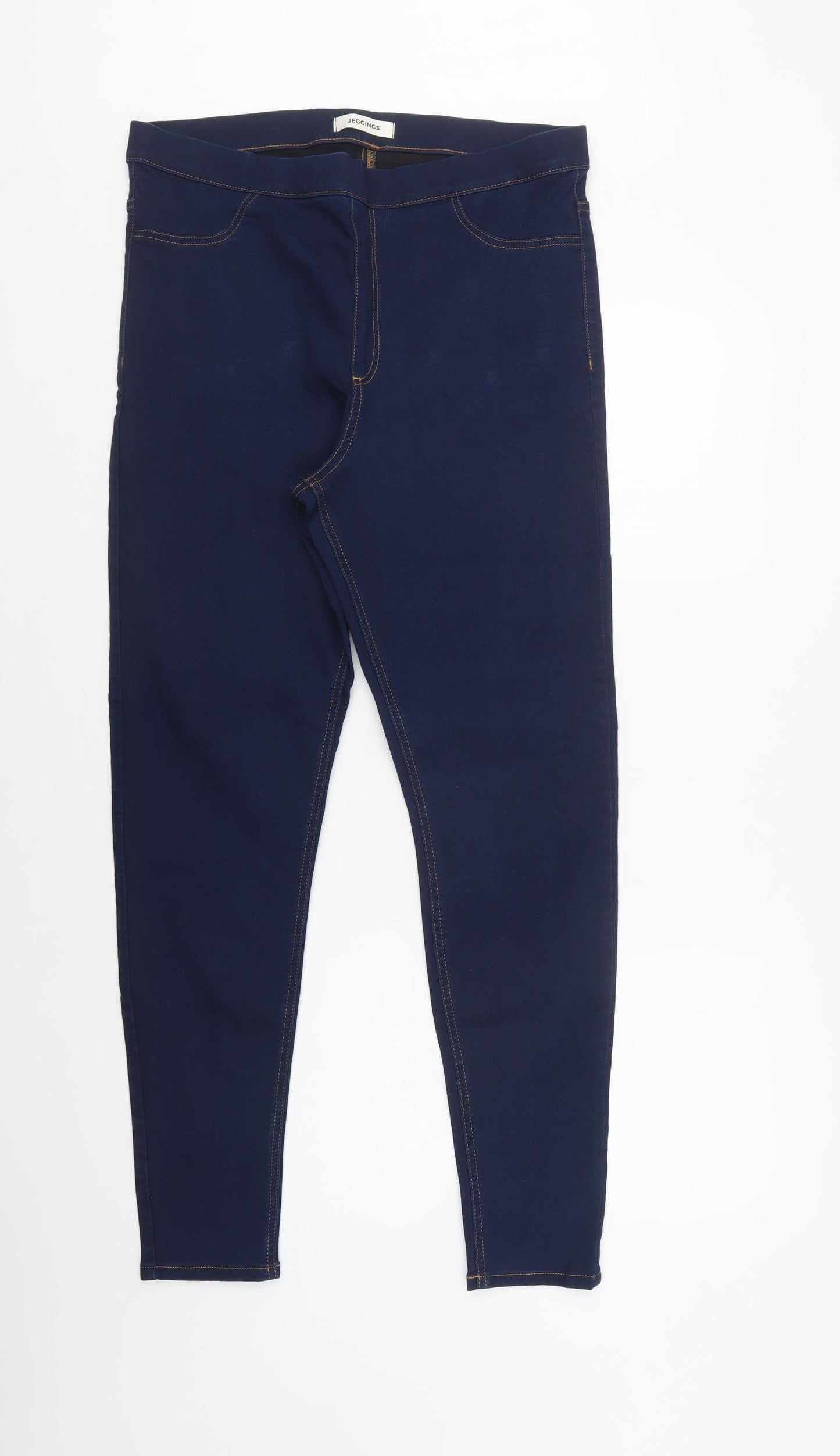 M&S Womens Blue  Cotton Jegging Jeans Size 16 L32 in Regular