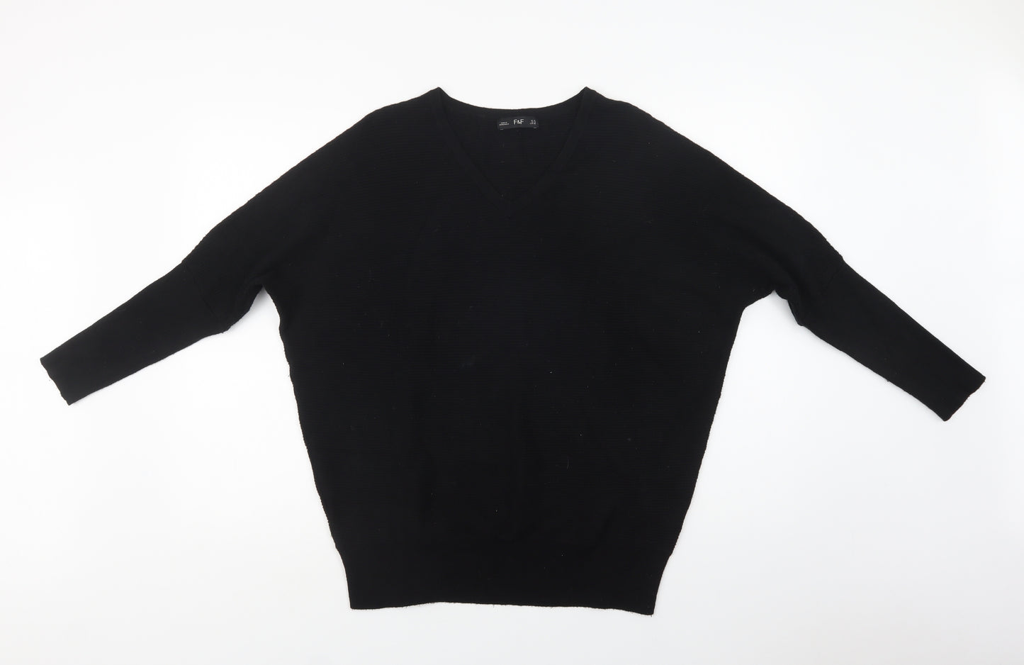 F&F Womens Blue V-Neck  Viscose Pullover Jumper Size 12