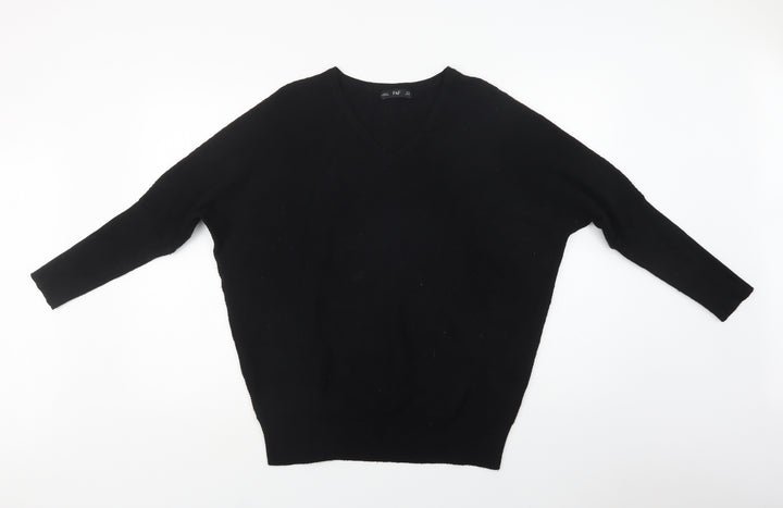F&F Womens Blue V-Neck  Viscose Pullover Jumper Size 12