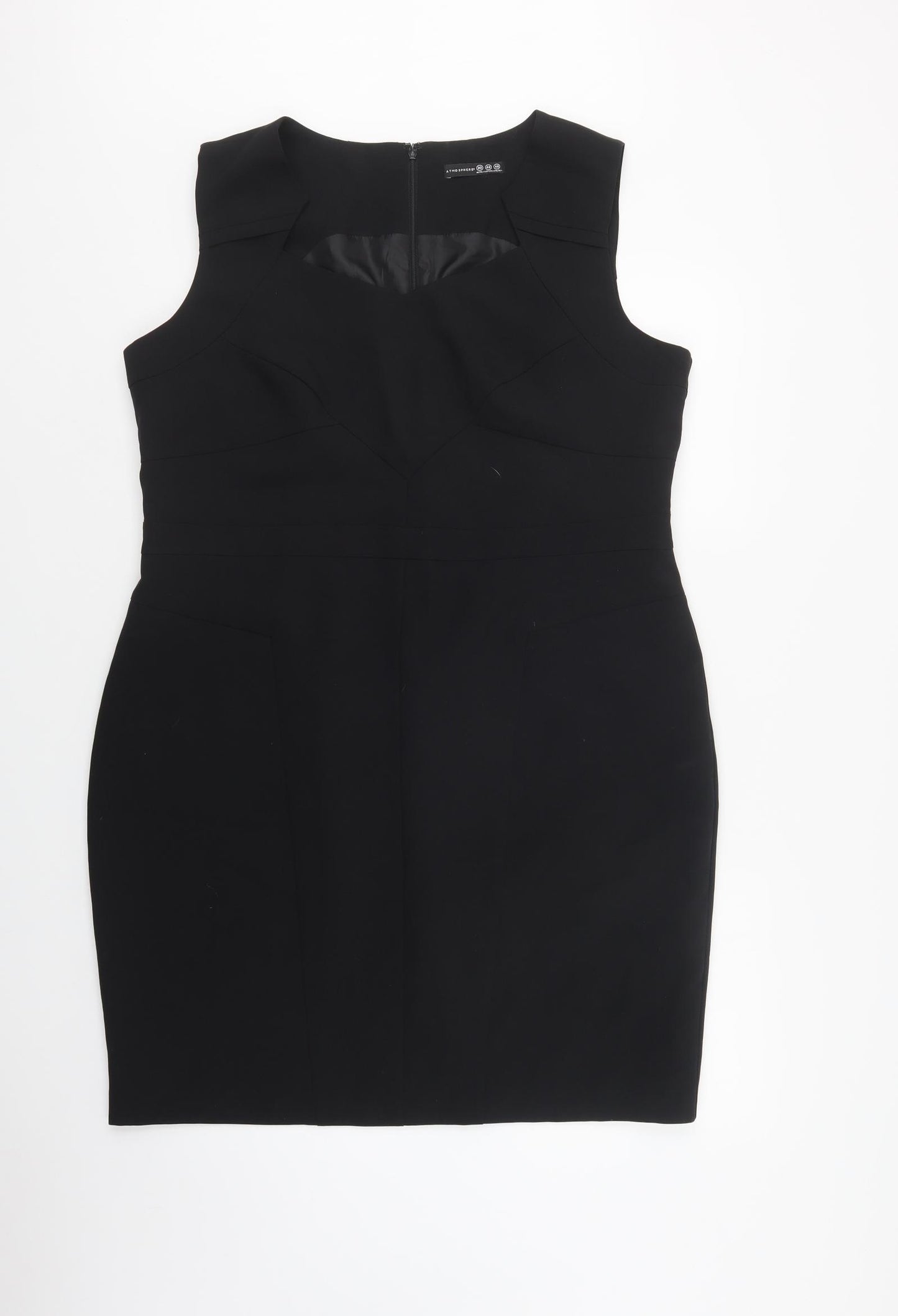 Primark Womens Black  Polyester Pencil Dress  Size 20  V-Neck Zip