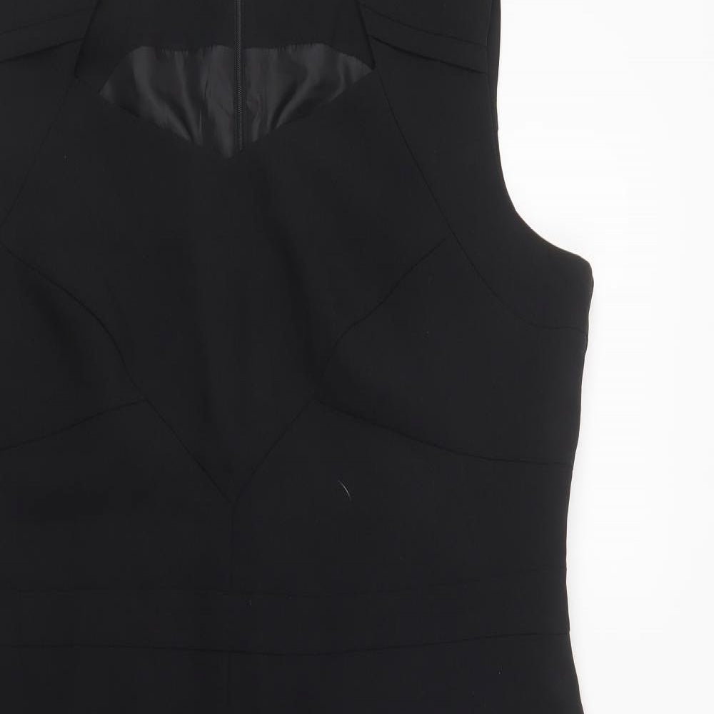 Primark Womens Black  Polyester Pencil Dress  Size 20  V-Neck Zip