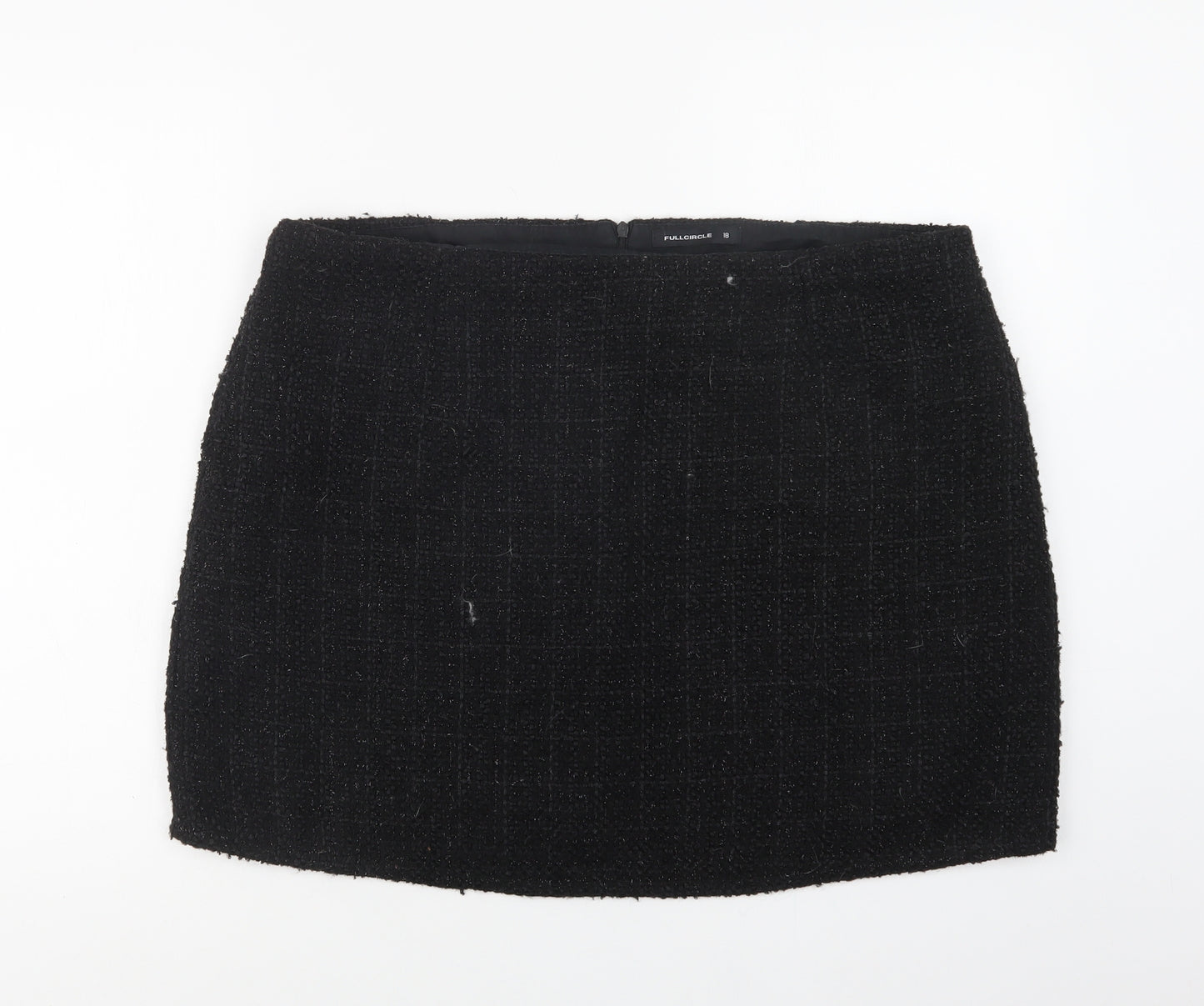 Full Circle Womens Black  Polyester Mini Skirt Size 18   Zip