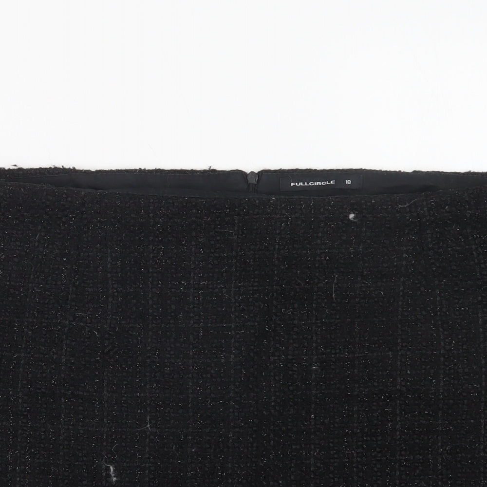 Full Circle Womens Black  Polyester Mini Skirt Size 18   Zip