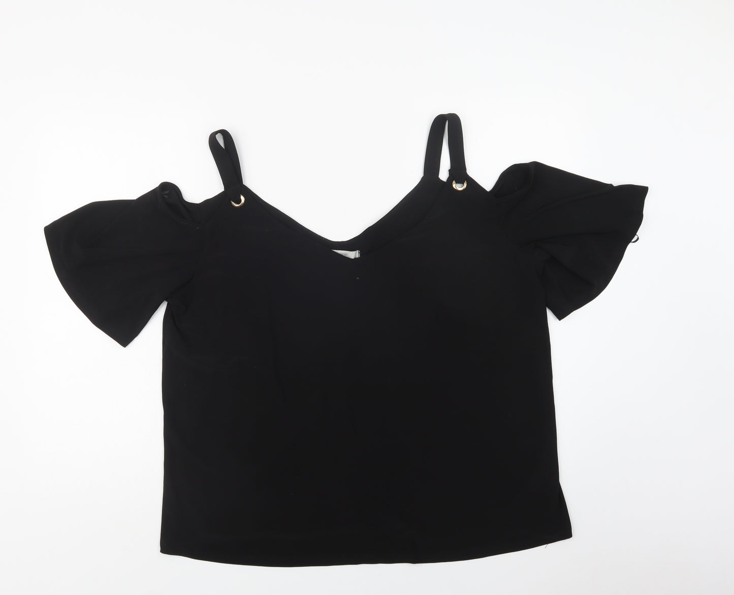 George Womens Black  Polyester Basic Blouse Size 20 V-Neck - Cold Shoulder
