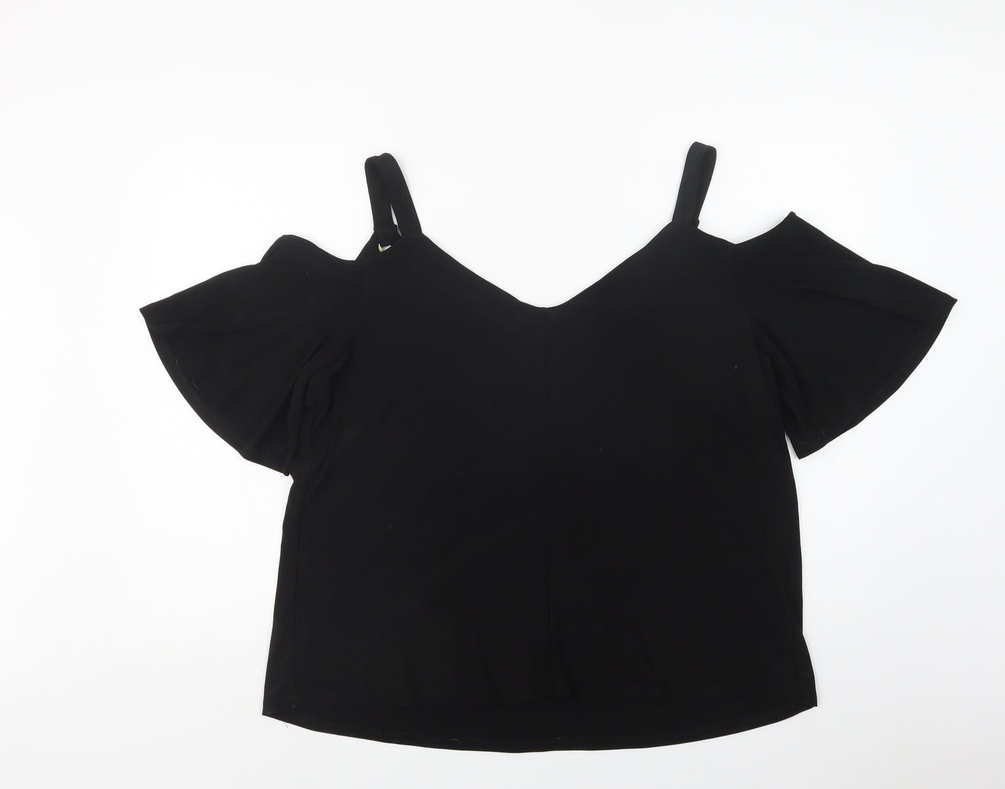 George Womens Black  Polyester Basic Blouse Size 20 V-Neck - Cold Shoulder