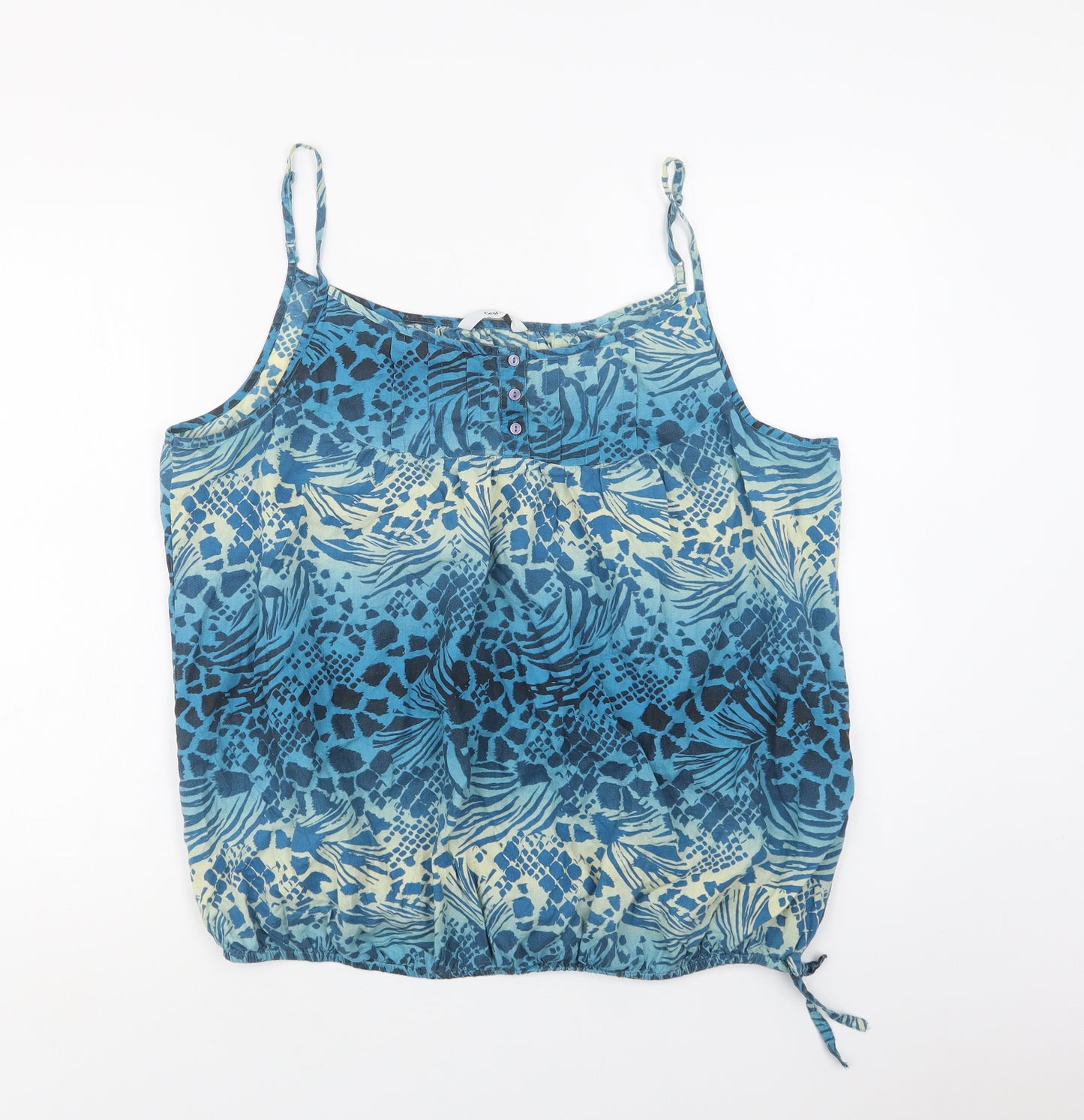George Womens Blue Geometric Cotton Camisole Blouse Size 20 Square Neck