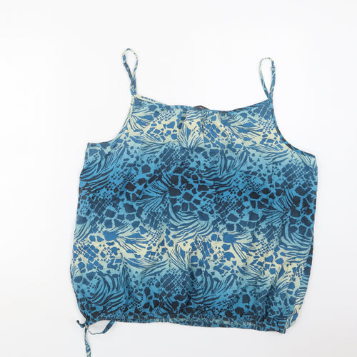 George Womens Blue Geometric Cotton Camisole Blouse Size 20 Square Neck
