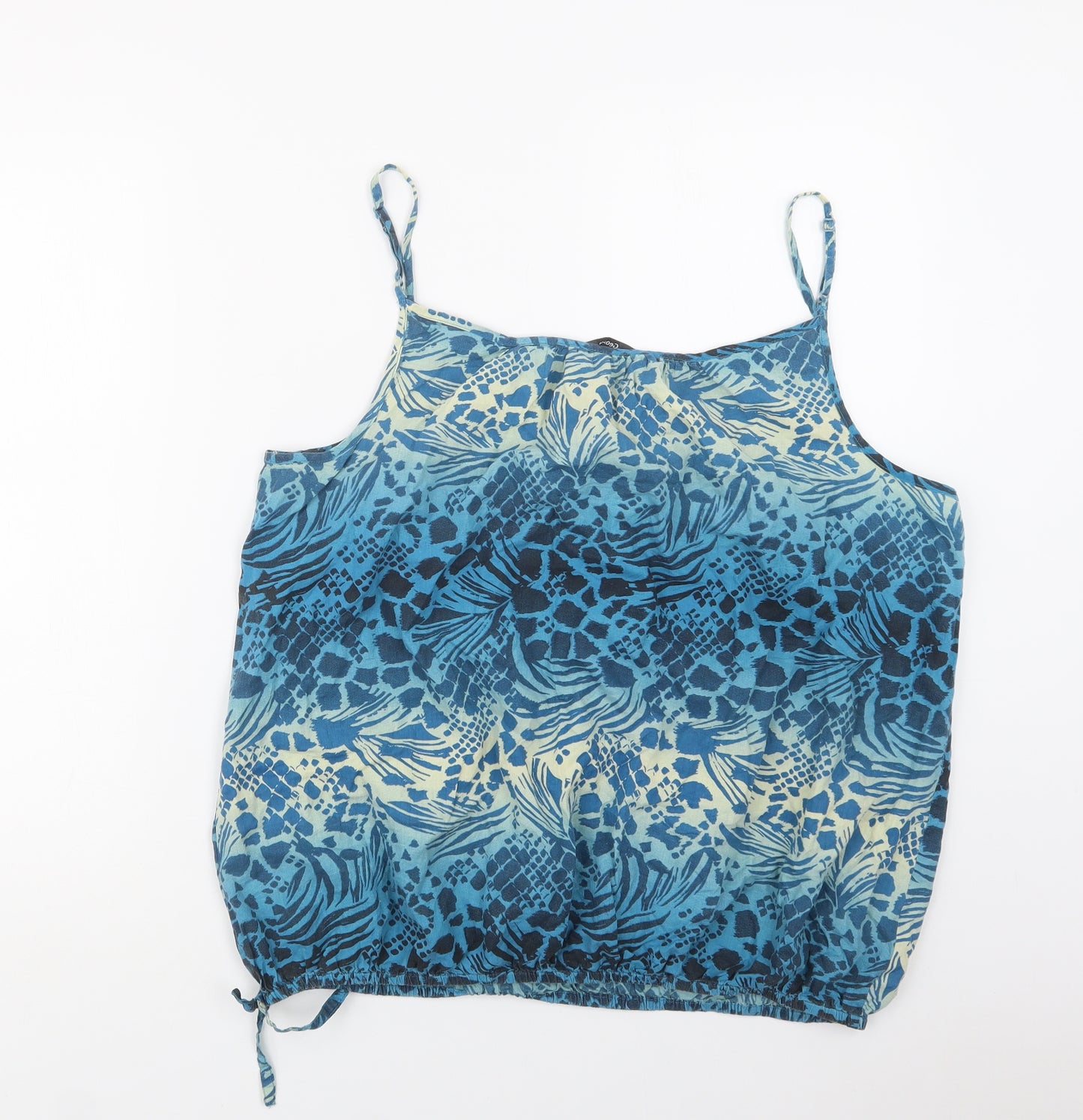 George Womens Blue Geometric Cotton Camisole Blouse Size 20 Square Neck