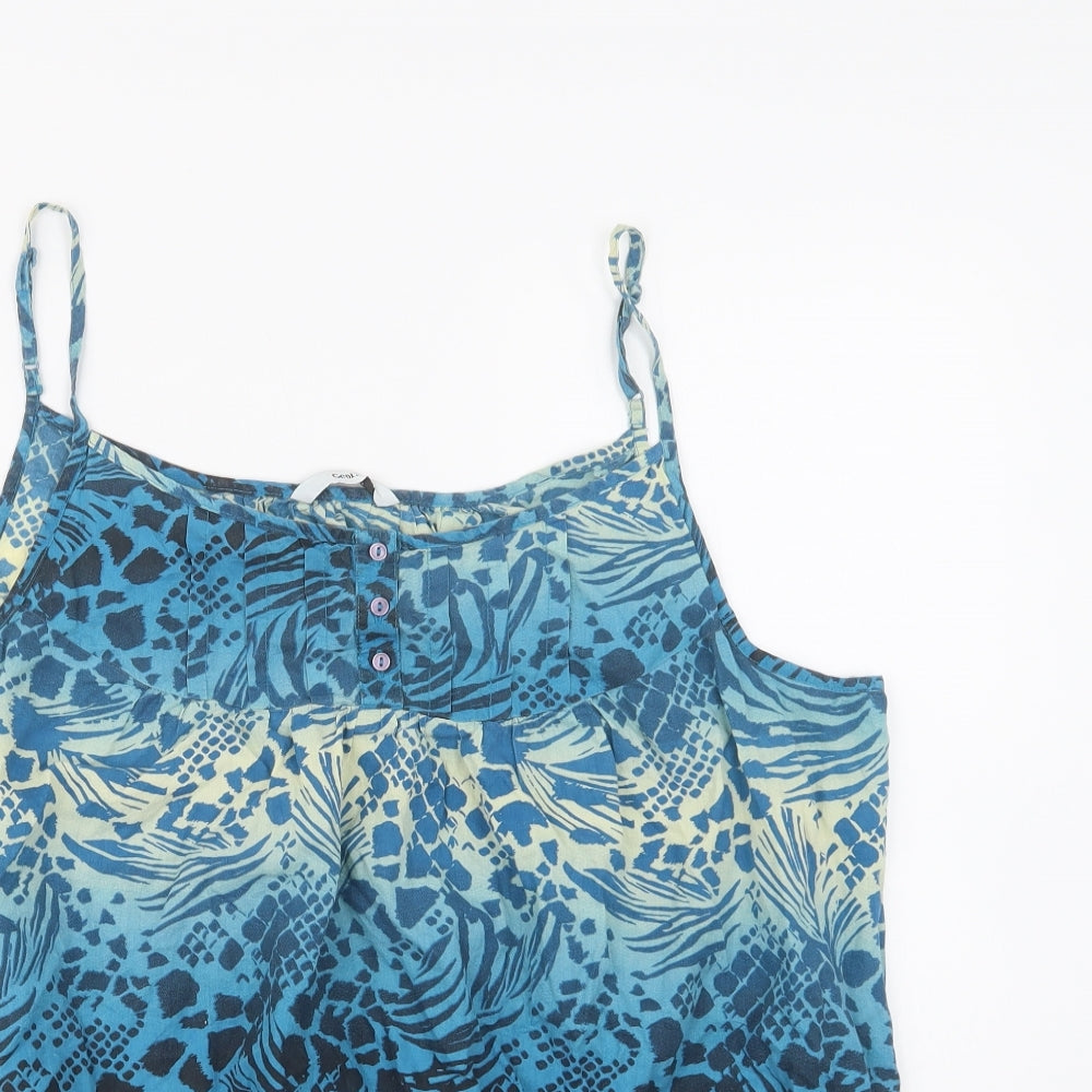 George Womens Blue Geometric Cotton Camisole Blouse Size 20 Square Neck