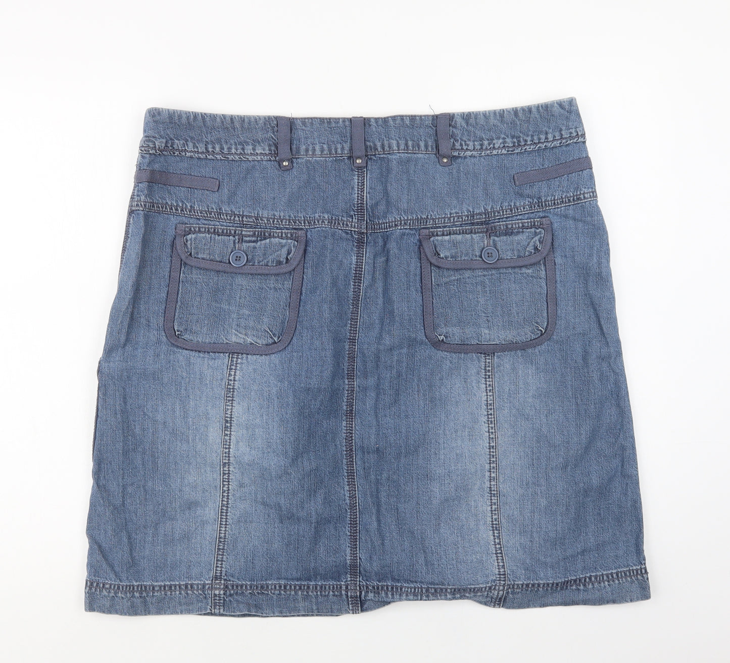 Preworn Womens Blue  Cotton Cargo Skirt Size L   Button