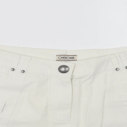 F&F Womens White  Cotton Chino Shorts Size 18 L4 in Regular Snap