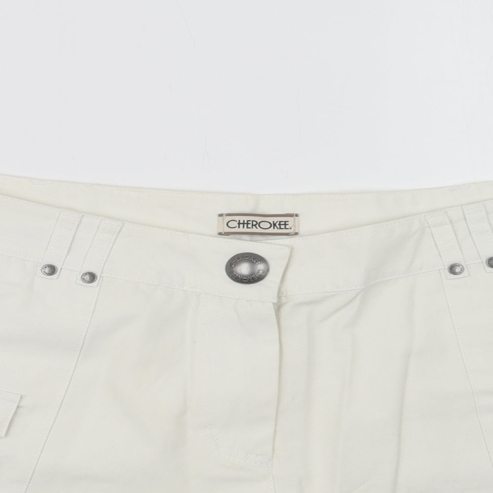 F&F Womens White  Cotton Chino Shorts Size 18 L4 in Regular Snap