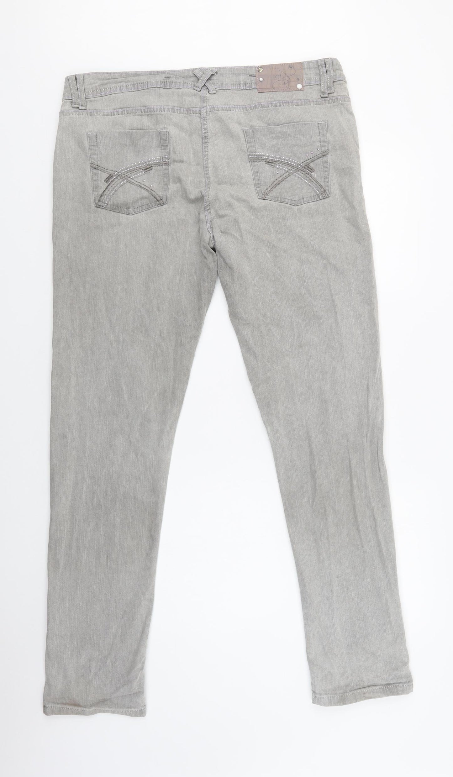 Primark Womens Grey   Straight Jeans Size 18 L34 in Regular Button