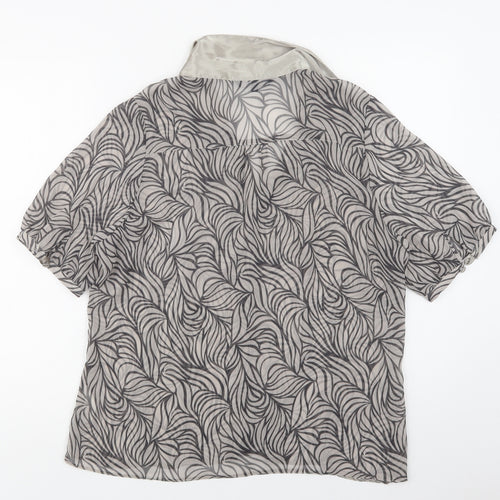 Debenhams Womens Grey Geometric Polyester Basic Button-Up Size 16 Collared