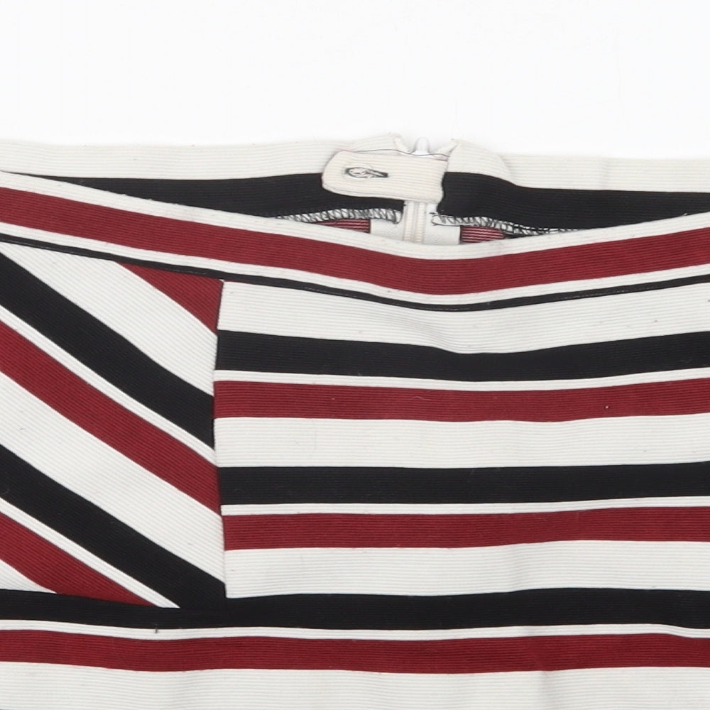 Dorothy Perkins Womens Multicoloured Striped Polyester Mini Skirt Size 18   Zip