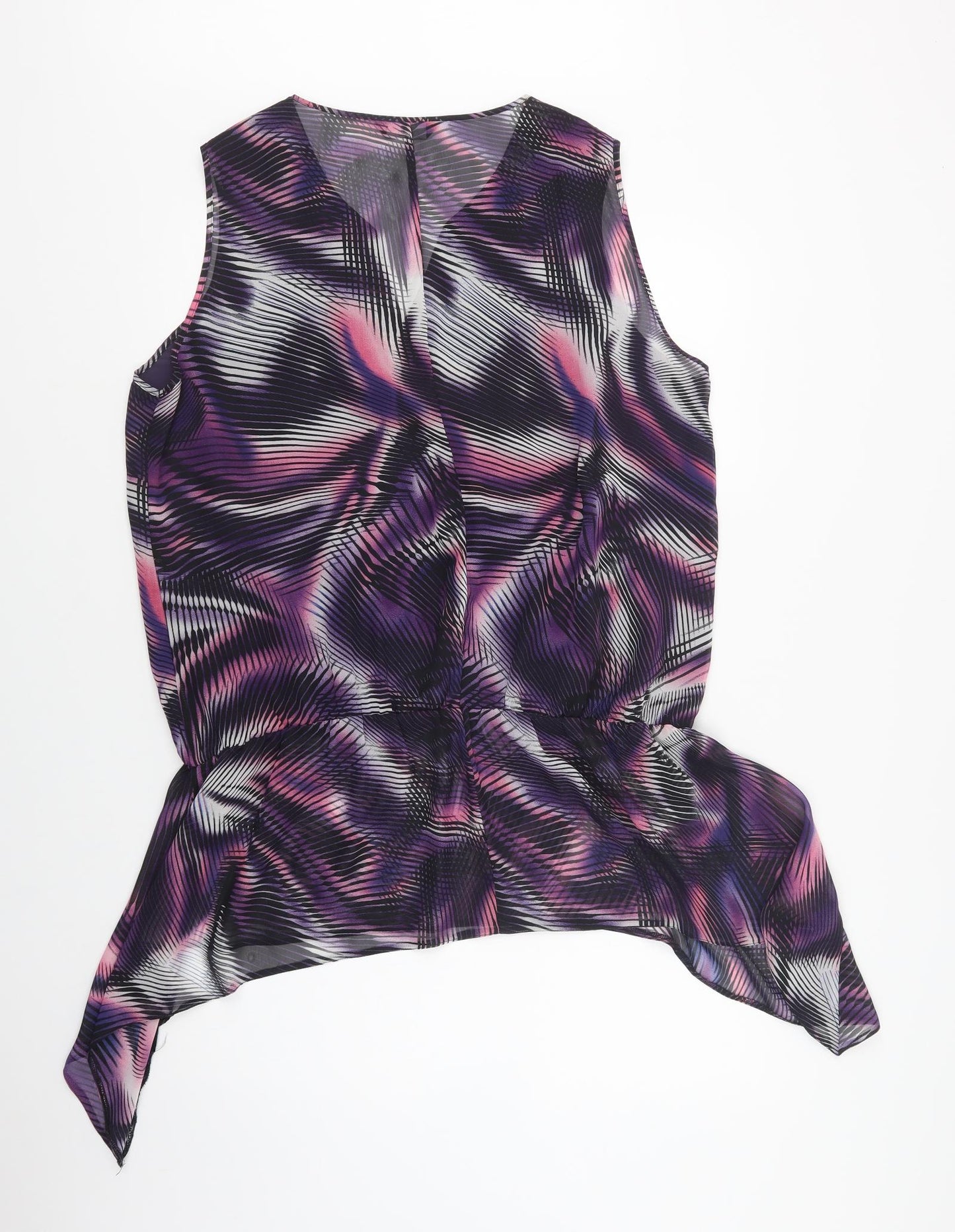 F&F Womens Purple Geometric Polyester Tunic Blouse Size 18 V-Neck