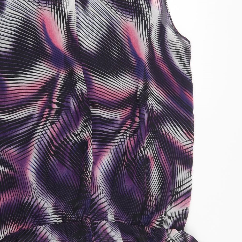 F&F Womens Purple Geometric Polyester Tunic Blouse Size 18 V-Neck