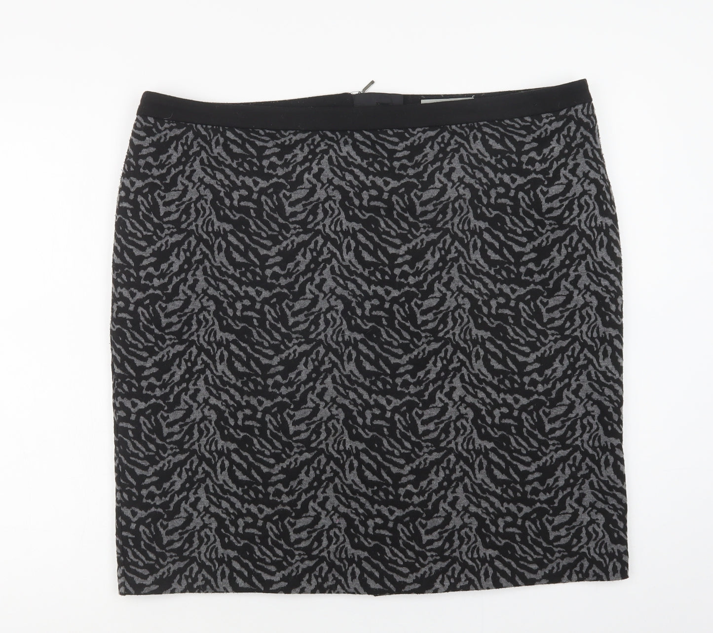 Wallis Womens Grey Animal Print Polyester Straight & Pencil Skirt Size 18   Zip