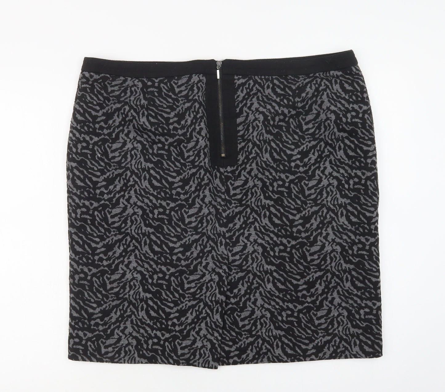 Wallis Womens Grey Animal Print Polyester Straight & Pencil Skirt Size 18   Zip