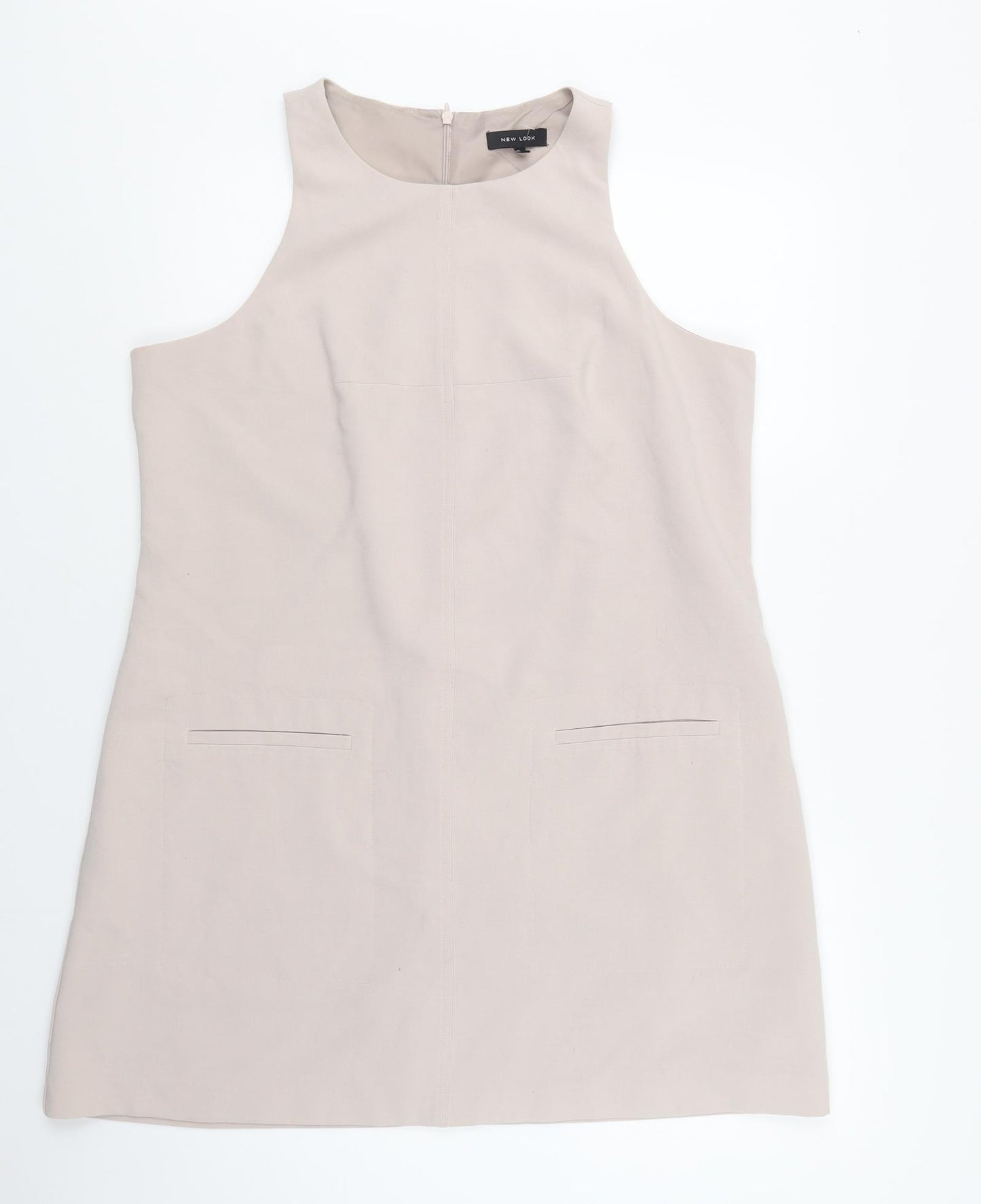 New Look Womens Beige  Polyacrylate Fibre Shirt Dress  Size 18  Round Neck Zip