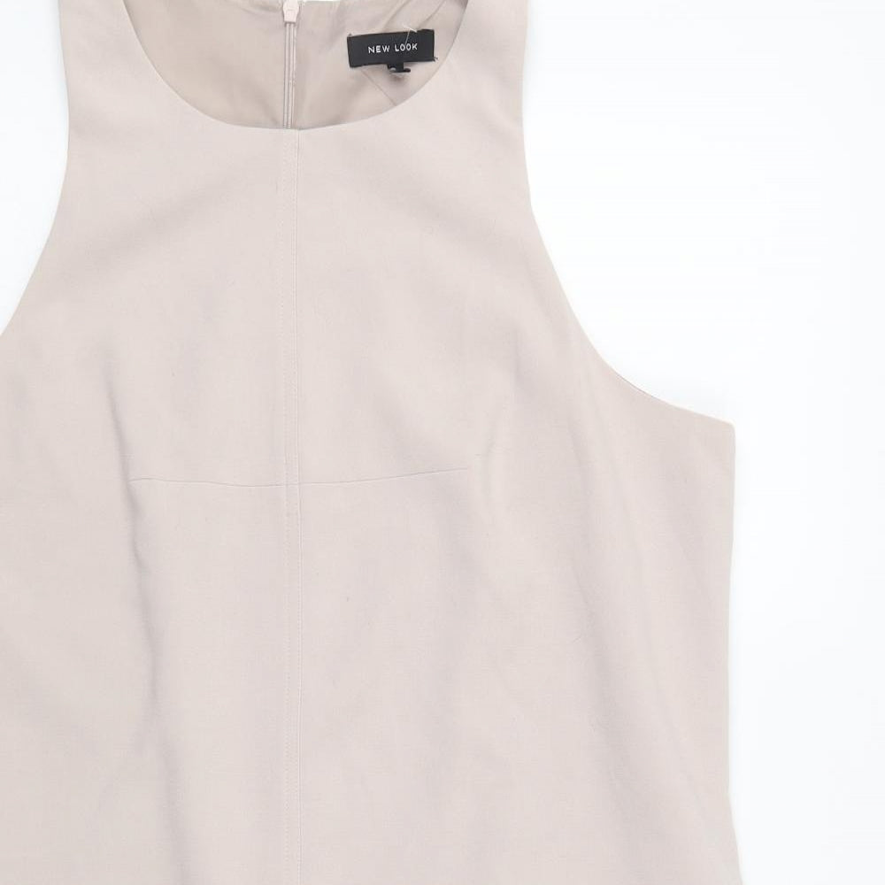 New Look Womens Beige  Polyacrylate Fibre Shirt Dress  Size 18  Round Neck Zip
