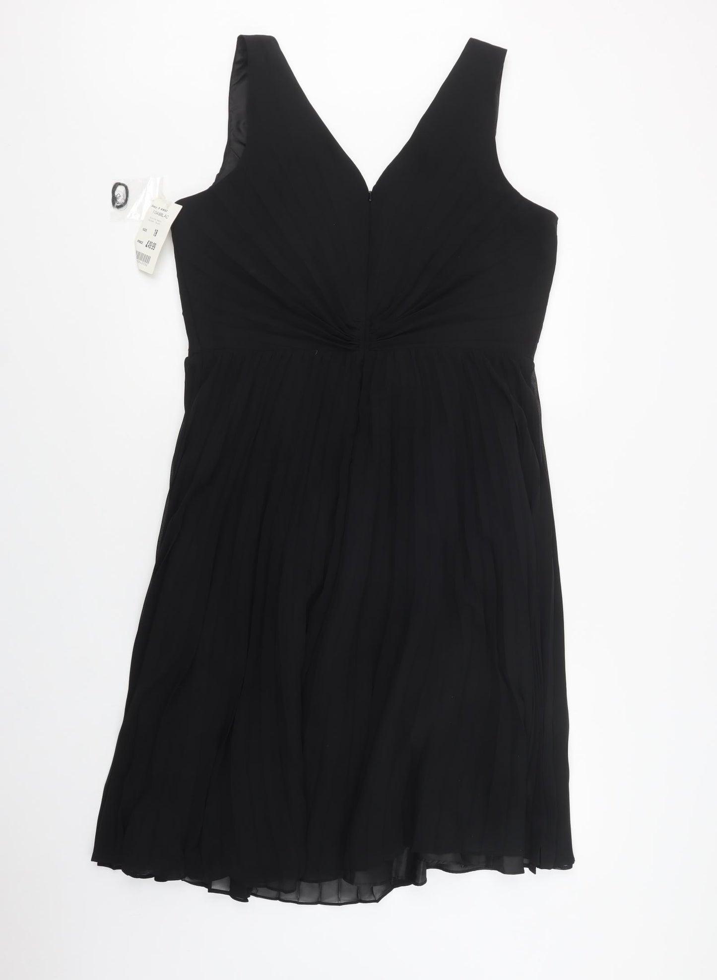 Roman Womens Black  Polyester Fit & Flare  Size 18  V-Neck Zip