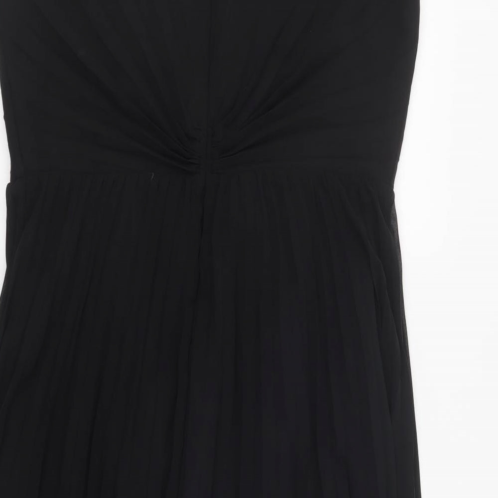 Roman Womens Black  Polyester Fit & Flare  Size 18  V-Neck Zip