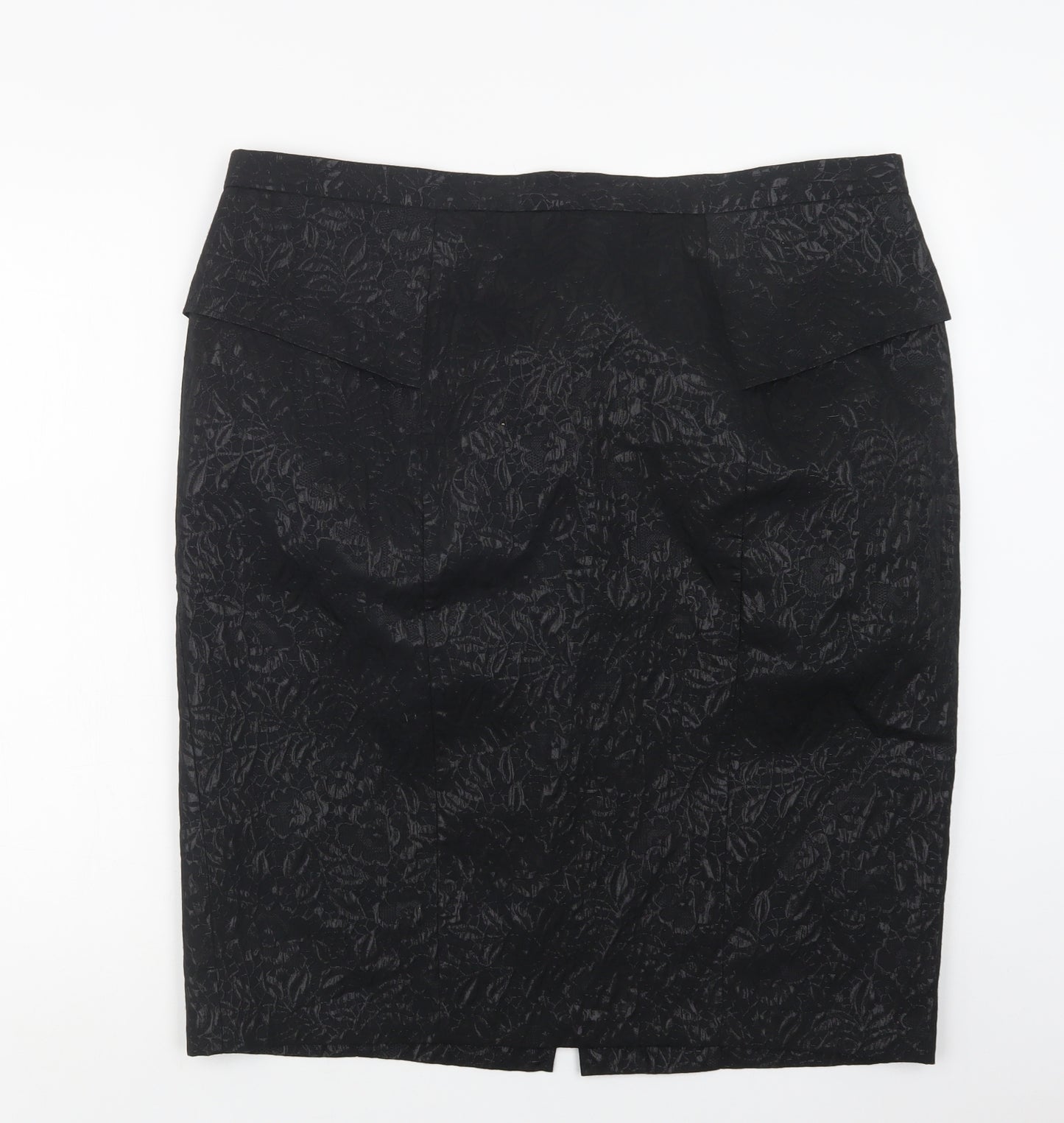 Dorothy Perkins Womens Black Floral Polyester Straight & Pencil Skirt Size 18   Zip