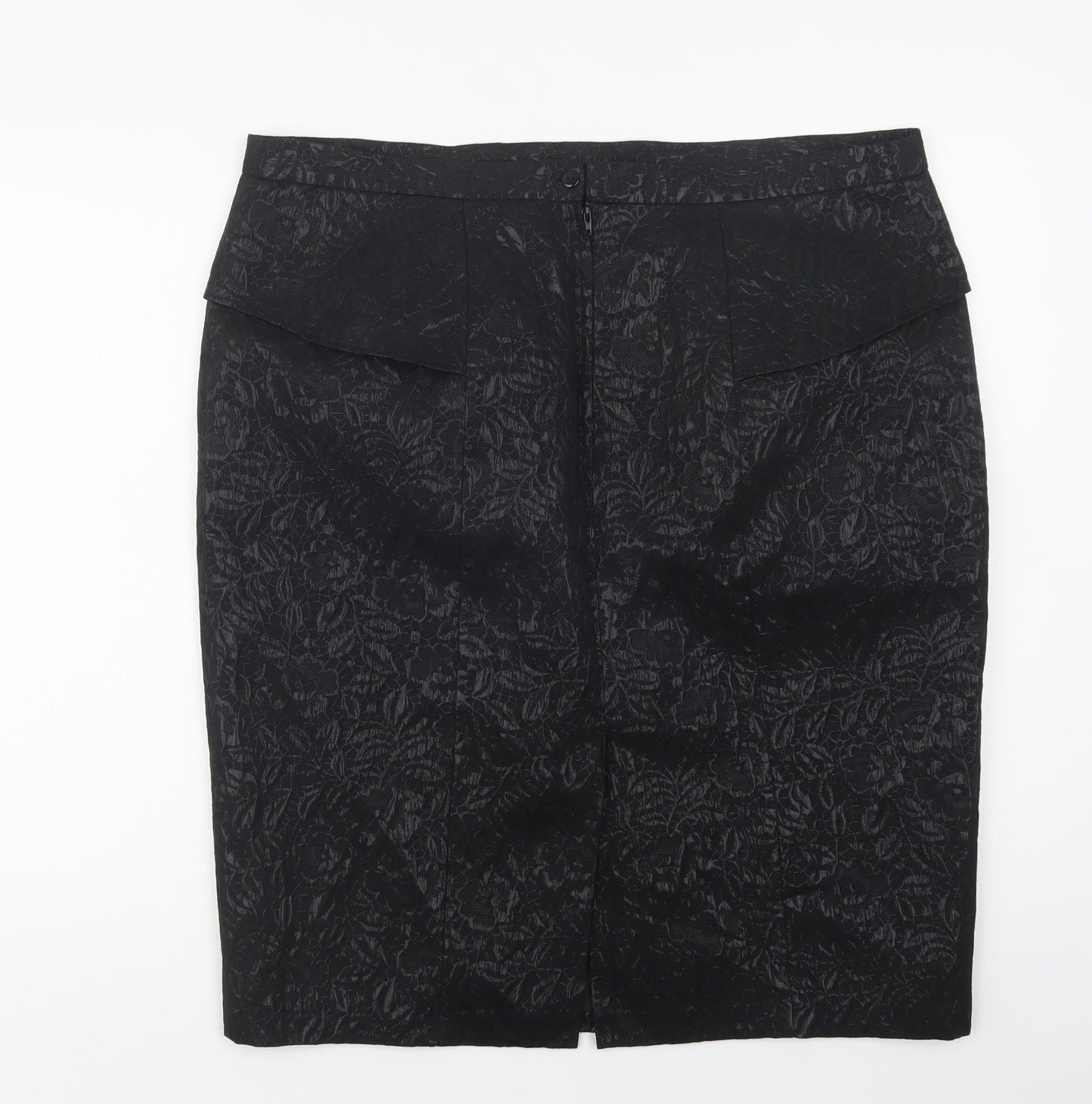 Dorothy Perkins Womens Black Floral Polyester Straight & Pencil Skirt Size 18   Zip