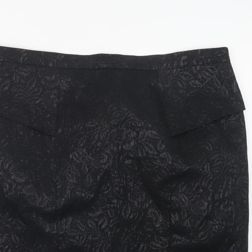Dorothy Perkins Womens Black Floral Polyester Straight & Pencil Skirt Size 18   Zip