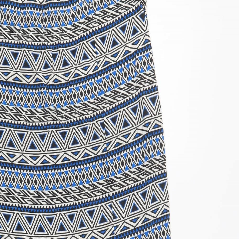 Primark Womens Blue Geometric Viscose Maxi Skirt Size 20