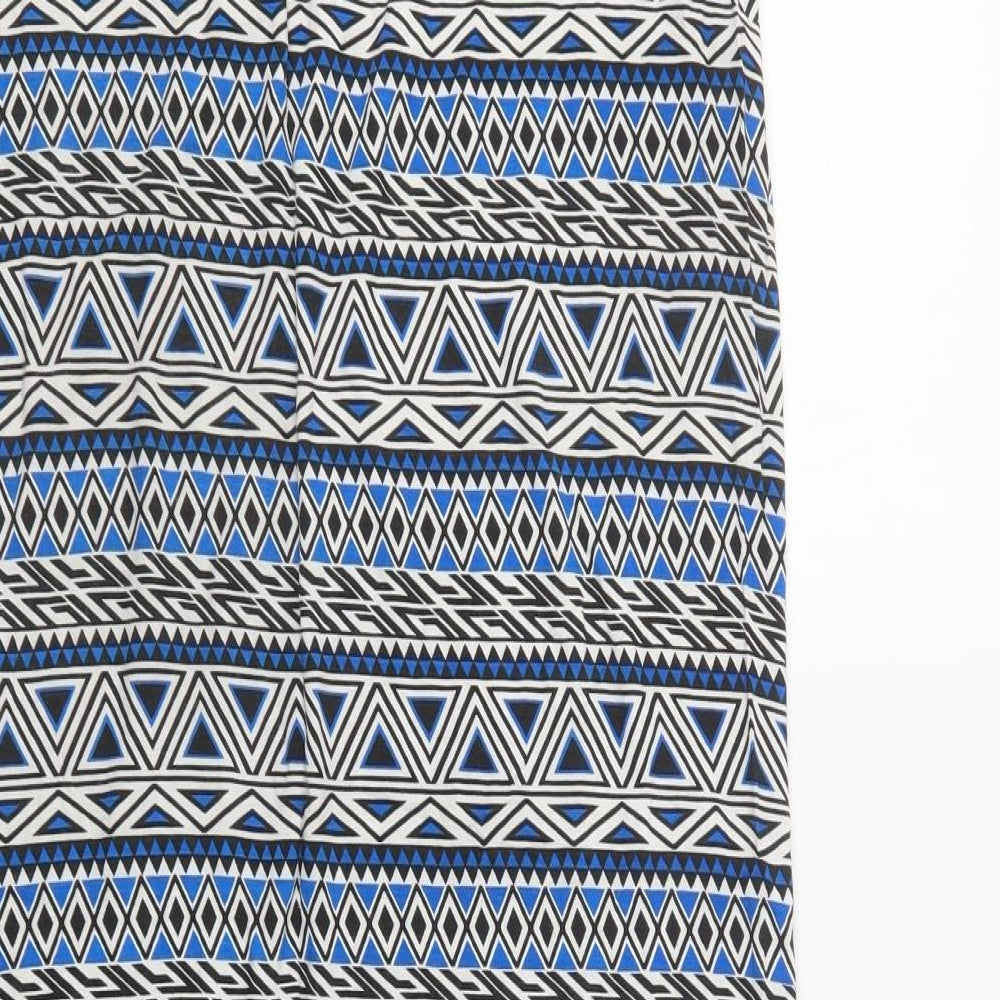 Primark Womens Blue Geometric Viscose Maxi Skirt Size 20