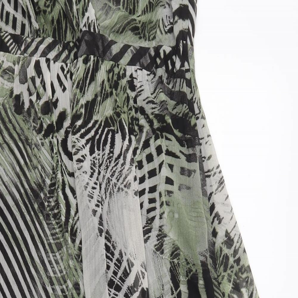 George Womens Green Geometric Polyester A-Line  Size 18  V-Neck