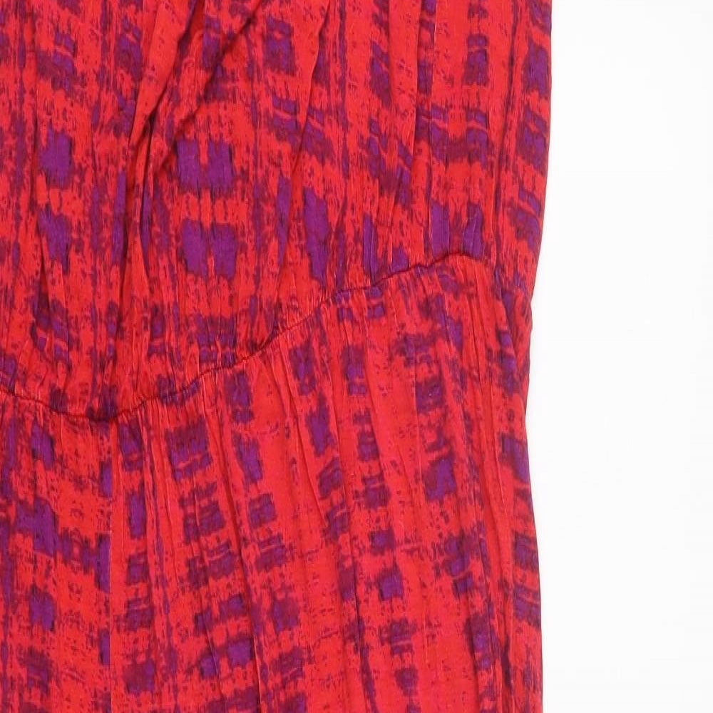 Resort Womens Red Geometric Viscose Jumpsuit One-Piece Size 22 L28 in