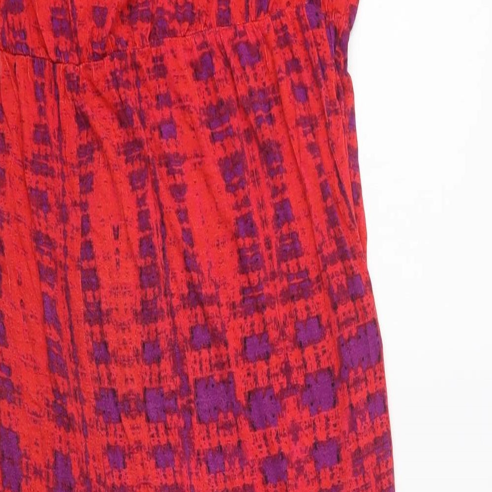 Resort Womens Red Geometric Viscose Jumpsuit One-Piece Size 22 L28 in