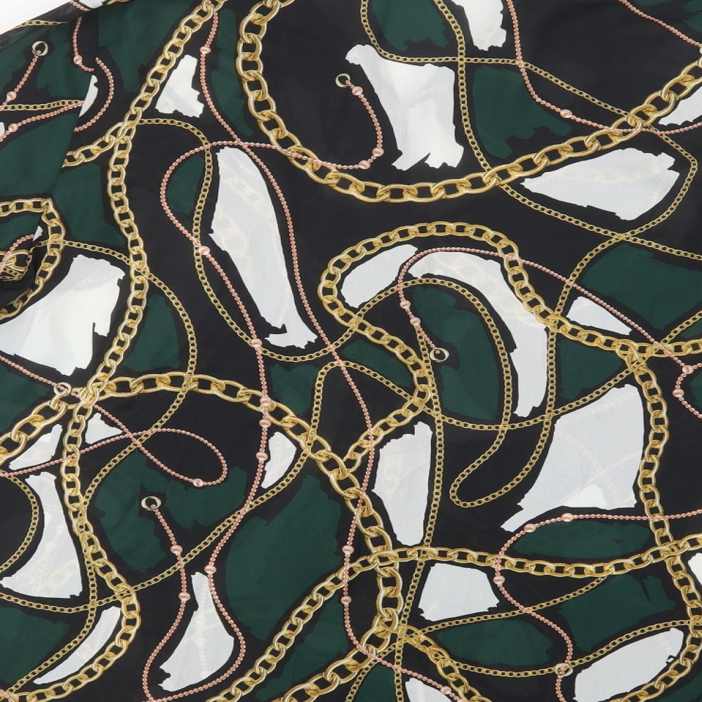 Primark Womens Green Geometric Polyester Tunic Button-Up Size 18 Collared