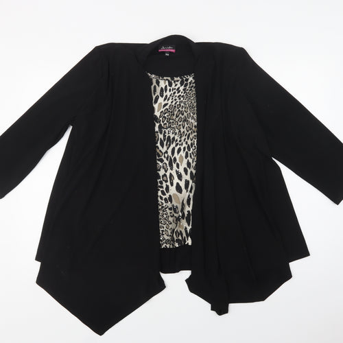 Arista Womens Black Animal Print Polyester Basic Blouse Size 20 Round Neck