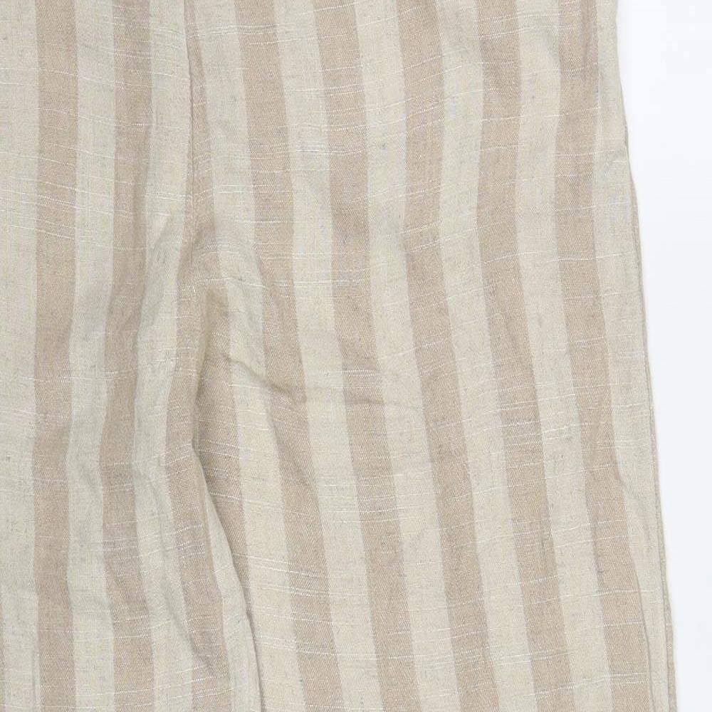 Nutmeg Womens Beige Striped Viscose Trousers  Size 14 L30 in Regular