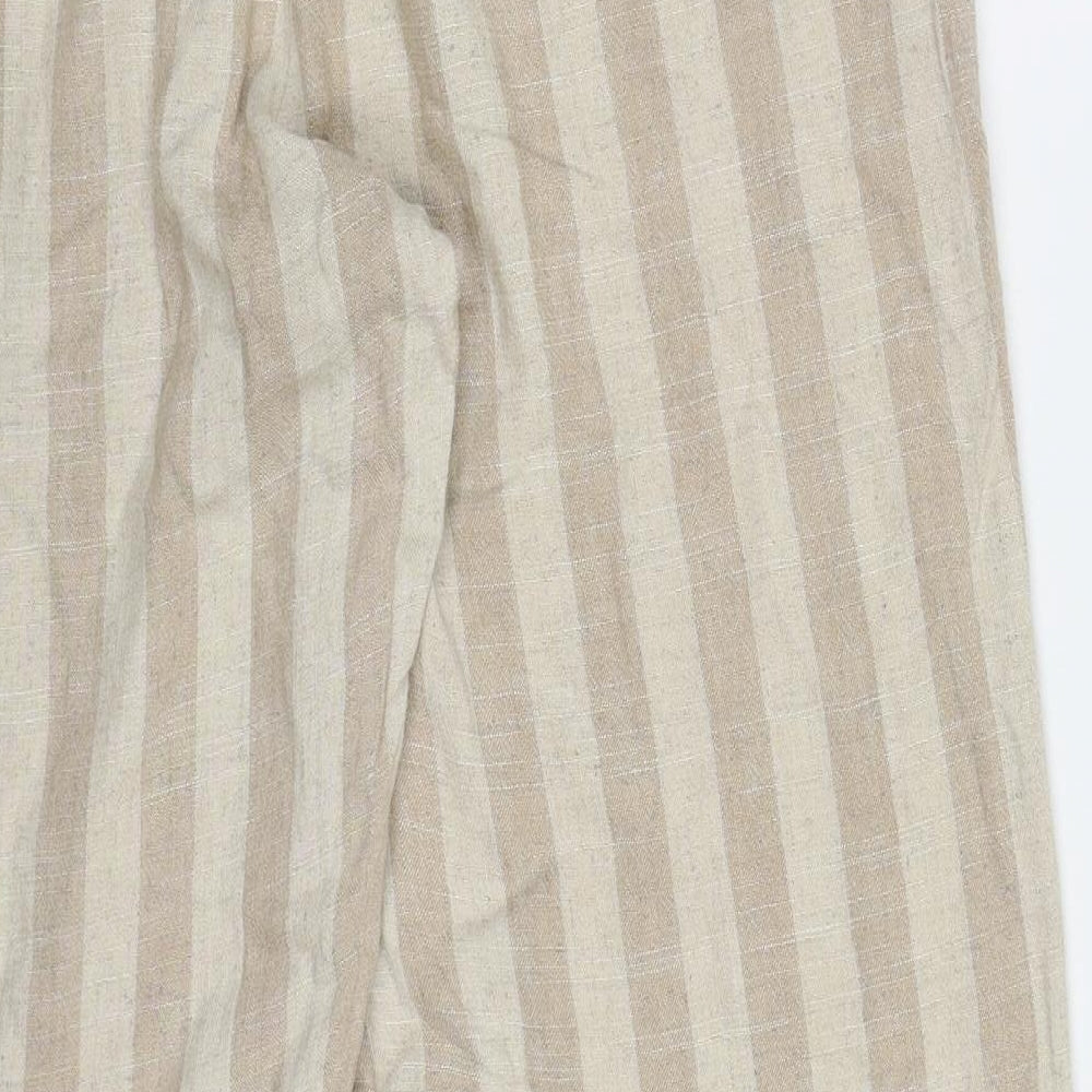 Nutmeg Womens Beige Striped Viscose Trousers  Size 14 L30 in Regular