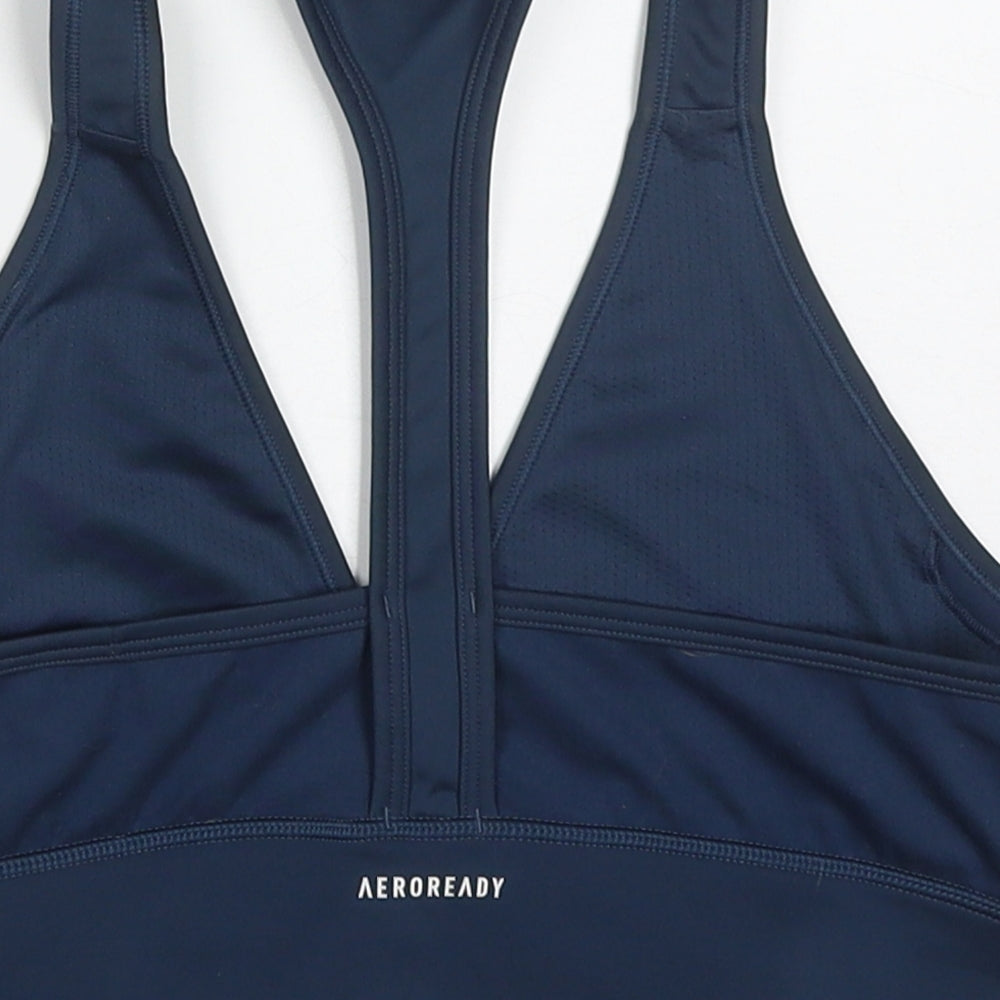 adidas Womens Blue  Polyester Cropped Tank Size 12 V-Neck Pullover - Sports Bra