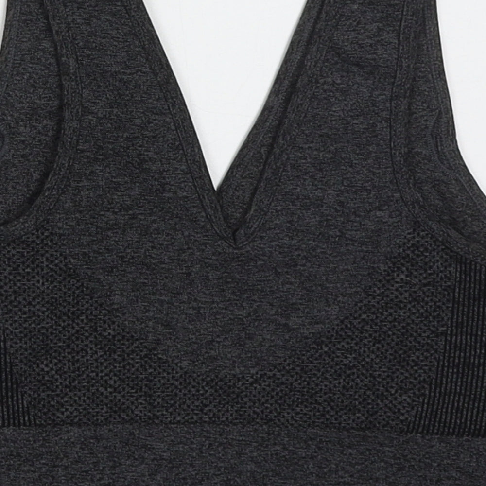 SheIn Womens Grey  Polyester Cropped Tank Size M V-Neck Pullover - Sports Bra