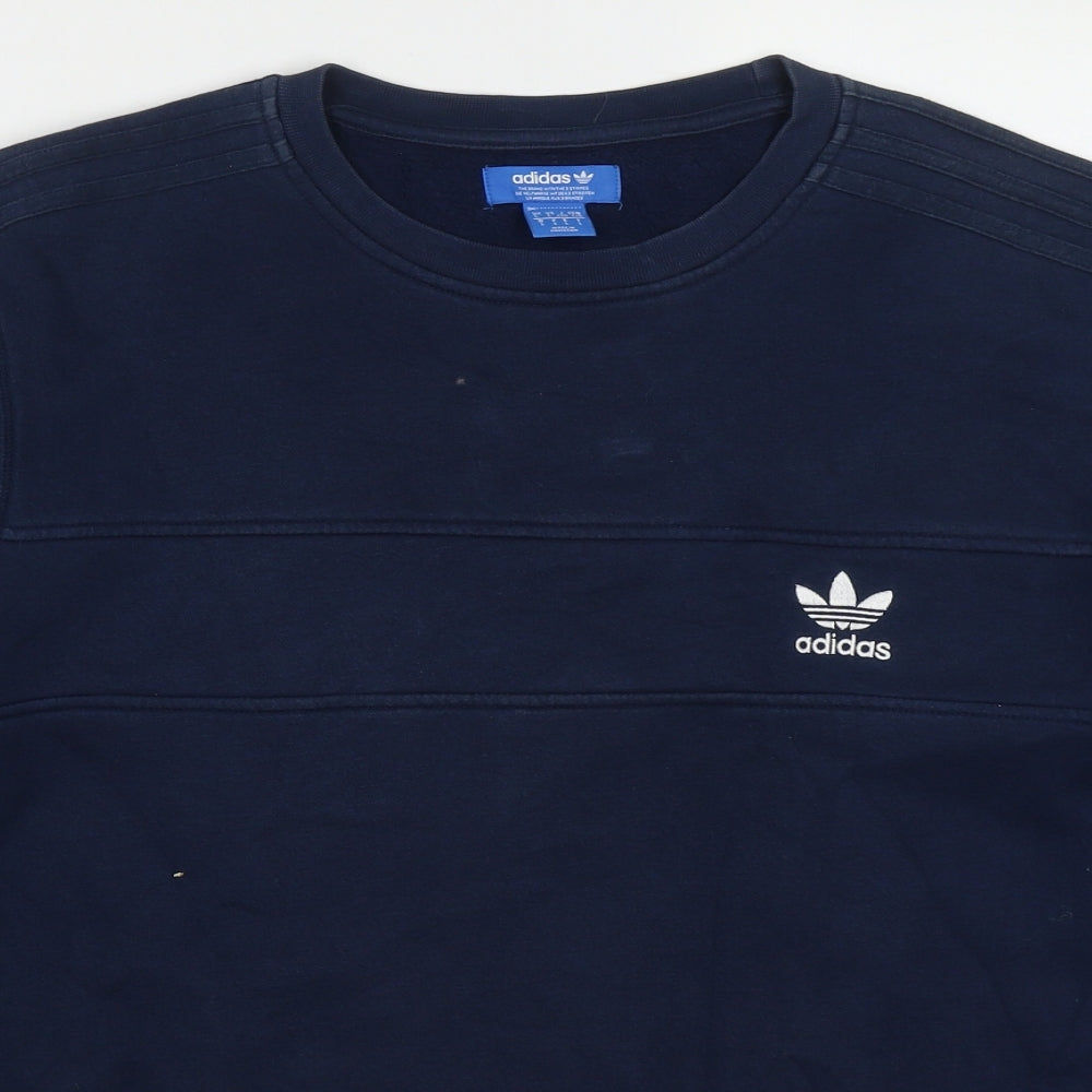 adidas Mens Blue  Cotton Pullover Sweatshirt Size L