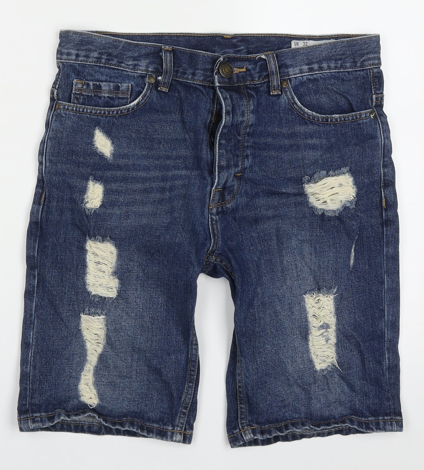 Denim Co Mens Blue  Cotton Bermuda Shorts Size 32 L10 in Regular Button