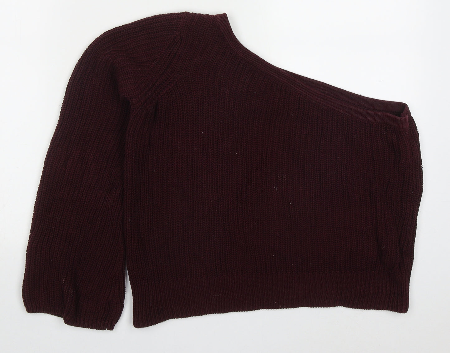 FOREVER 21 Womens Purple Boat Neck  Cotton Pullover Jumper Size S   - One Shoulder