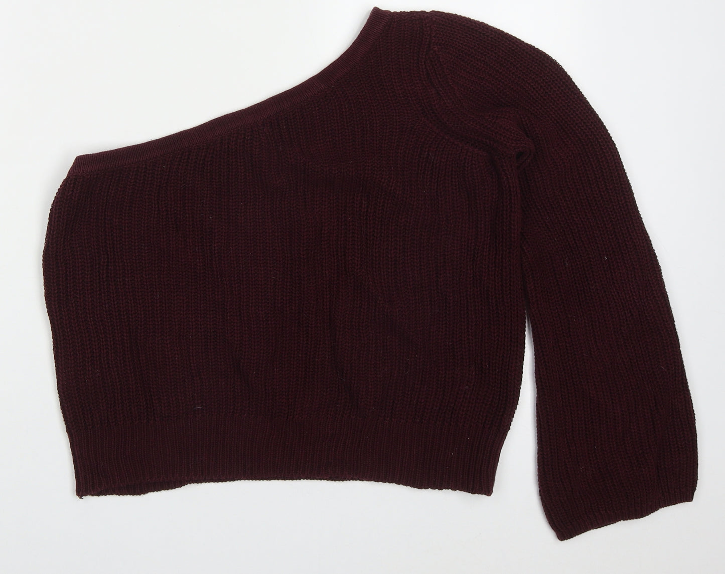 FOREVER 21 Womens Purple Boat Neck  Cotton Pullover Jumper Size S   - One Shoulder